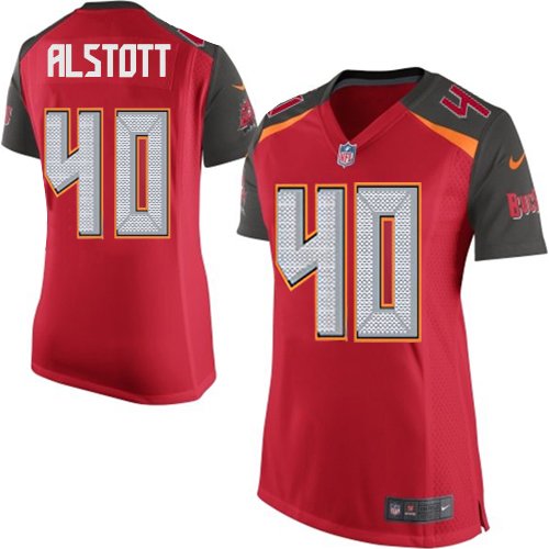 Women's Elite Mike Alstott Nike Jersey Red Home - #40 NFL Tampa Bay Buccaneers